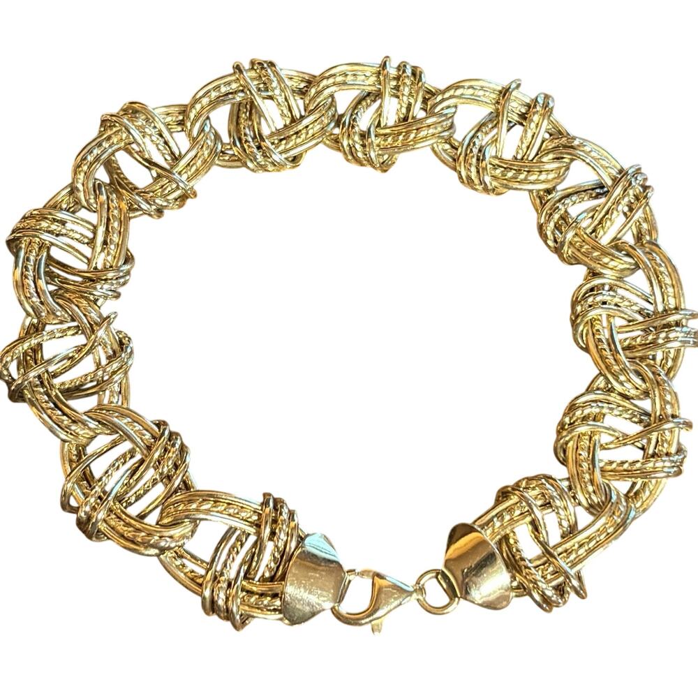 Gold Vermeil over Sterling Silver Linked Bracelet Made in Turkey 7.5 Inch Vintag